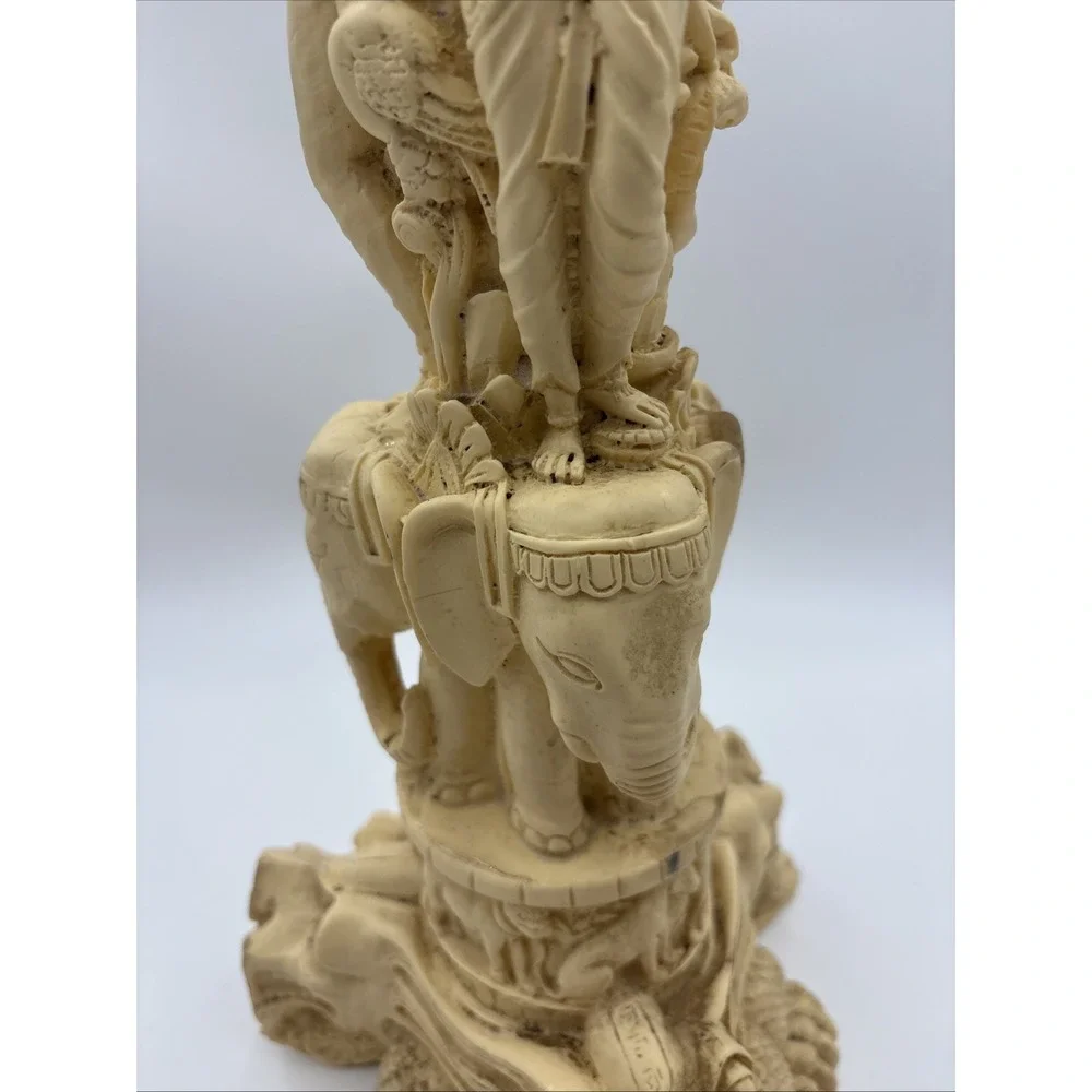 Vintage Asian Heavily Carved Resin Goddess Elephant Plant Stand Pedestal